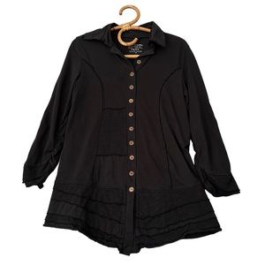 Neon Buddha | Black Layered‎ Button Front Top Size XS